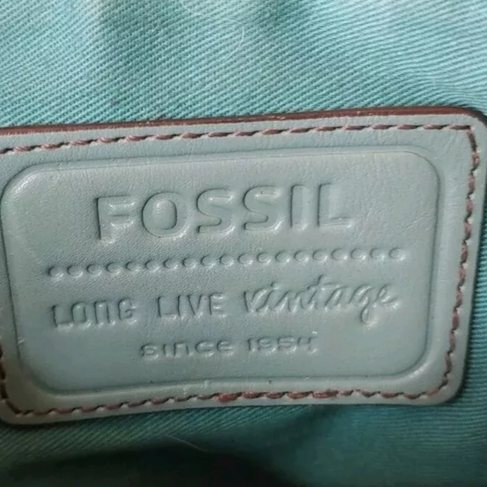 Fossil Sasha Turquoise Distressed Leather Purse Crossbody Bag Coastal Cowgirl - Picture 6 of 14